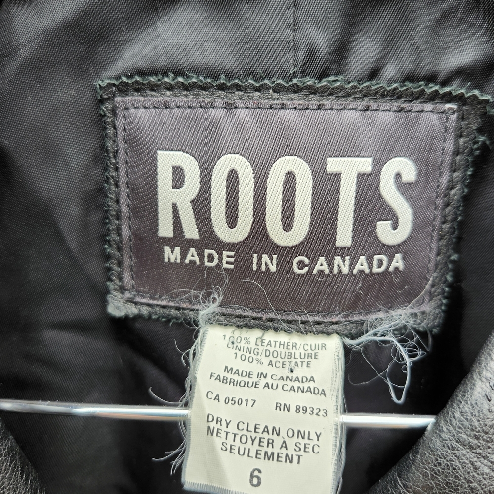 Roots Black Leather Women's Jacket Woman's Size 6 - Picture 4 of 5